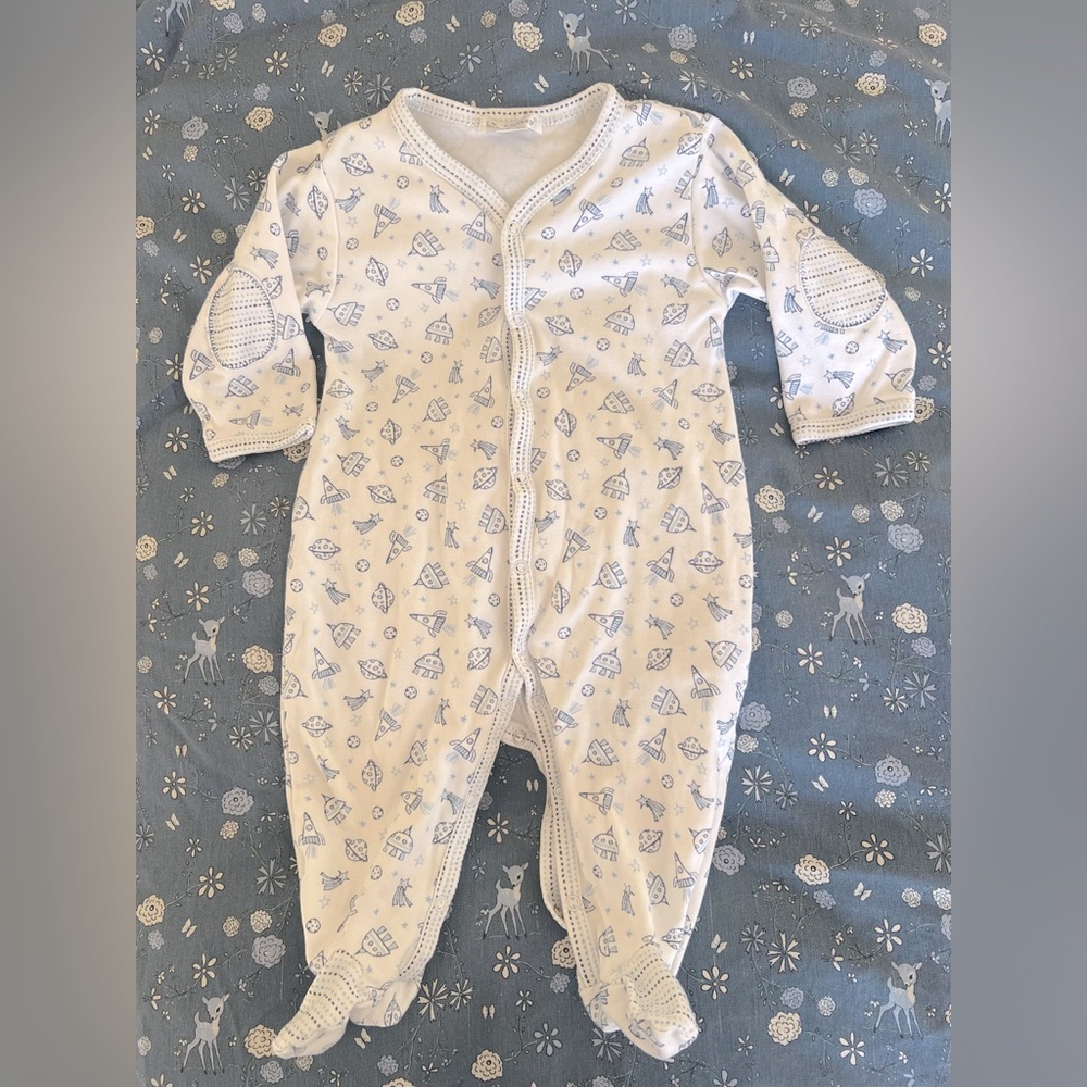 Kissy Kissy White and Blue rocket space onesie